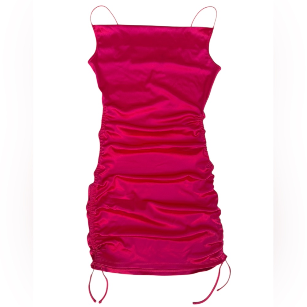DIVIDED NWT Hot Pink Satin Spaghetti Strap Sleeveless Bodycon Dress Size: S